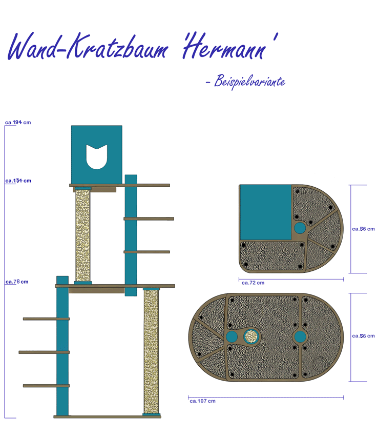 Wand-Kratzbaum 'Hermann' (grobe Skizze)